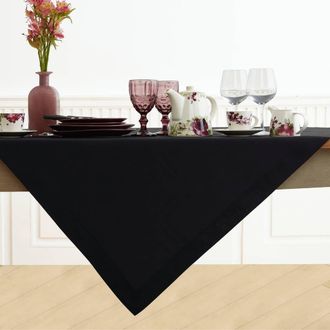 Solino Home Linen Table Throw - Fete, 52 x 52, 52 x 52 in Black at Nordstrom, Size Medium