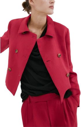 Mango Double Breasted Linen Jacket in Red at Nordstrom, Size Xx-Small