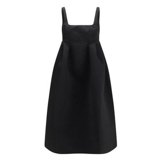 Ganni Abito Midi in Raso Duchesse con Corsetto - - Dresses - Donna - Nero - M