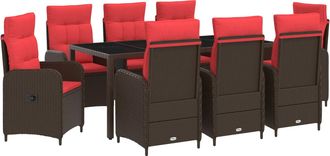 vidaXL Juego De Comedor Para Exteriores 9 Uds. Rat&aacute;n Sint&eacute;tico Vidaxl