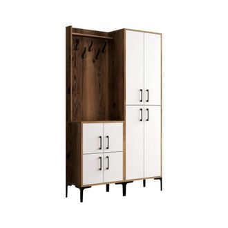 Dmora Muebles de entrada efecto madera nogal, blanco 120x35 cm