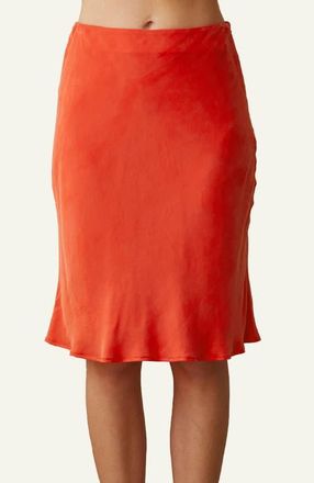 Crescent Cupro Tea Length Skirt in Poppy at Nordstrom, Size Small