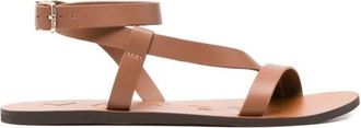 Maneb&igrave; Sandalen met enkelband van leer - Dames - Sandalen - Bruin - 41 EU - Leer - Schoenen
