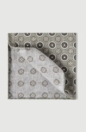 Brunello Cucinelli Silk pocket square with medallion design in Military at Nordstrom