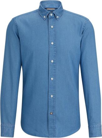 HUGO BOSS Casual Overhemd met Knoopsluiting van Blauwe Jeansstof - Heren - Casual Overhemden - Blauw - XL - Overhemden
