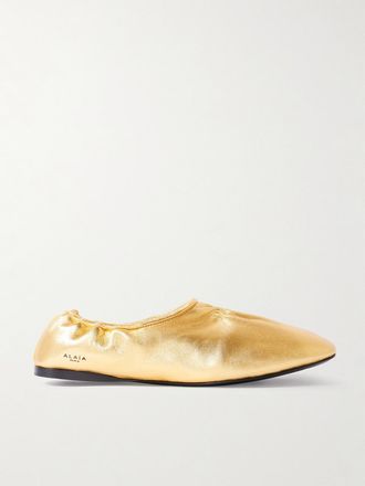 Alaia Ballerine In Pelle Metallizzata - Oro