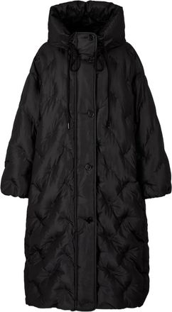 TOMBOY Lange mantel met capuchon en knoopsluiting - Zwart