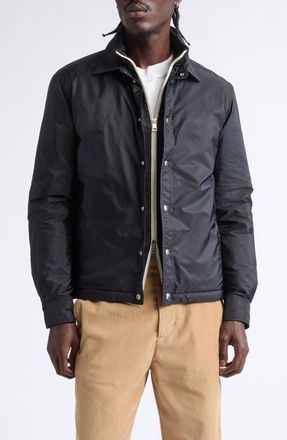 Moncler Meridelle Water Repellent Down Shirt Jacket in Dark Navy Blue at Nordstrom, Size 7