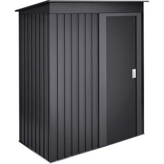Wasabi Wasabi - Armario Met&aacute;lico De Jard&iacute;n 1,39m2 Neat Anthracite - 86x162x181cm - Puerta Corredera - Techo Inclinado - Gris Antracita