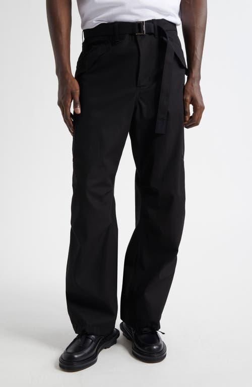 sacai Belted Cotton Twill Pants in Black at Nordstrom, Size