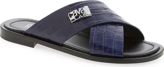 Roberto Cavalli Crisscross Strap Slide Sandal in Blue at Nordstrom Rack, Size 10.5
