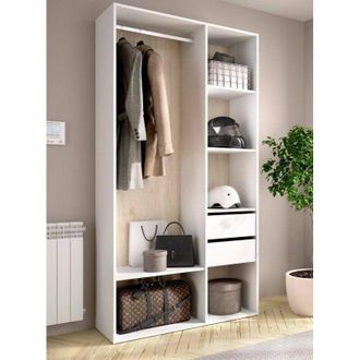 Dmora Dmora - Gran Armario Maon, Muebles De Dormitorio, Vestidor, Armario De Ropa, 98x45 H205 Cm, Blanco Y Roble