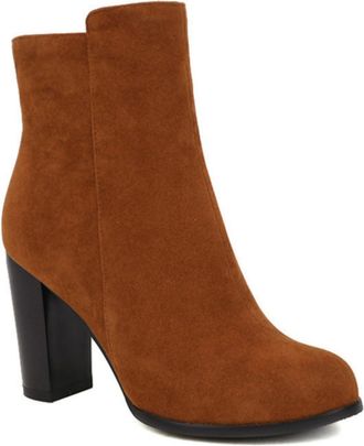 Generic Womens Faux Suede Ankle Boots with Platform Chunky Heel,Fall Winter Casual Style,Brown,6.5 UK