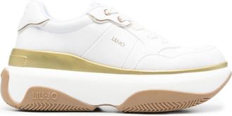 Liu Jo White June 16 Metallic Gold Accent Chunky Sneakers