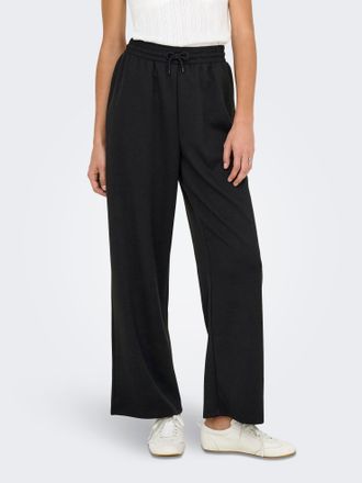 Only Trainingshose ONLY ONLSCARLETT WIDE PANT SWT NOOS, Damen, Gr. XS (34), N-Gr, schwarz, Sweatware, Obermaterial: 60% Polyester, 40% Viskose, unifarben, 