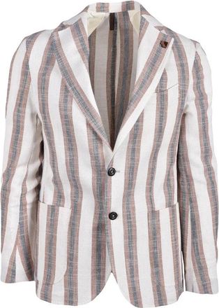 Laboratori Italiani White and Blue Vertical Striped Jacket