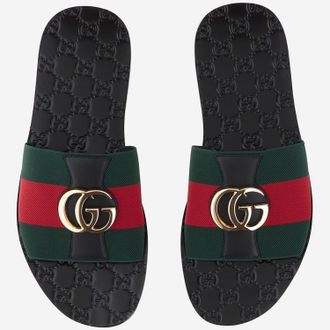Gucci Mens Riviera Slider Sandals Black Polyester
