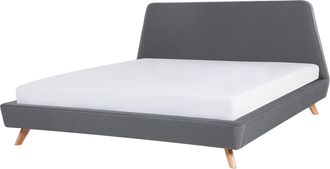 Beliani Beliani - Cama Doble Tapizada Gris 180 X 200 Cm Con Estructura Y Cabecero Vienne