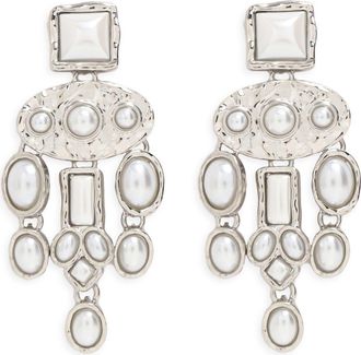 Petit Moments Dusk Statement Drop Earrings in Silver/Pearl at Nordstrom
