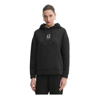 A|X Armani Exchange Hoodies & sweatvesten, Dames, Zwart, M, Katoen, Hooded Sweatshirt