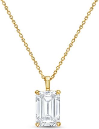Diana M. Jewels 14kt yellow gold lab grown emerald cut diamond pendant weighing 10.00 ct on a solid bail