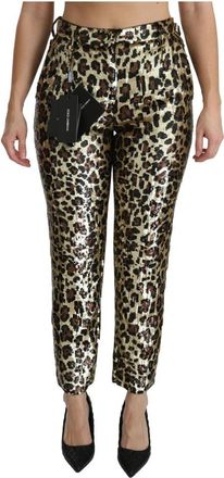 Dolce & Gabbana High Waist Rechte Broek - Dames - Slim Fit Broeken - Veelkleurig - XS - Polyester - Broeken