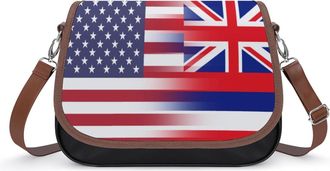 Generic US & Hawaii1 State Flag Fashion Womens Crossbody Bags Novelty Handbag Shoulder Bag Purse