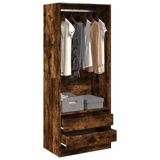 Berkfield Home Wardrobe Smoked Oak 80x50x200 cm Engineered Wood in Brown | Size: 80 x 50 x 200 cm