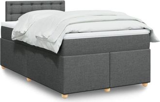vidaXL Cama Box Spring Con Colch&oacute;n Tela Gris Oscuro 120x200 Cm Vidaxl