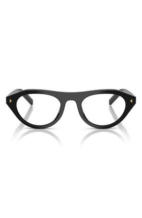 Prada 52mm Irregular Blue Light Blocking Glasses in Black /Clear Blue Light at Nordstrom