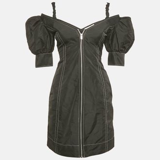 Ganni Ganni Black Crepe Cold Shoulder Mini Dress