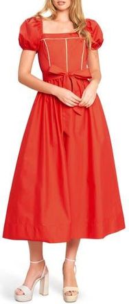 Flying Tomato Puff Sleeve Midi Dress in Coral Red at Nordstrom Rack, Size Medium