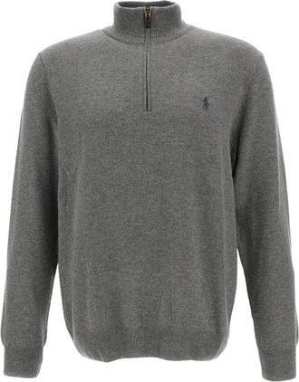 Polo Ralph Lauren Hoodies & sweatvesten, Heren, Grijs, S, Wol, Lamswol Halve Rits Gebreid