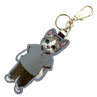 Gucci Pre-owned Boris Cat GG Supreme Bag Charm Key Holder - Dames - Pre-owned - Veelkleurig - Maat: ONE Size