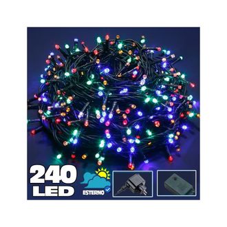 Trade Shop Trade Shop - Catena Luminosa Led Luminosa Natalizia 240 Led Multicolor Con 8 Juegos