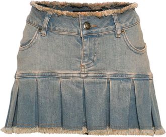 Misbhv pleated denim miniskirt - women - Recycled Polyester/Spandex/Elastane/Cotton/Recycled Cotton - S - Blue