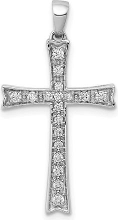 Diamond2Deal 14k White Gold 1/5 carat Diamond Cross Pendant