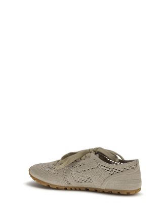Balmain Womens Sneakers Racer 45 Beige Macram&eacute; Upper: Cotton Trainers