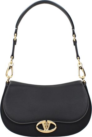 Valentino Garavani Zwarte Leren Schoudertas