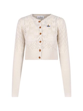 Vivienne Westwood Cream Ella Pointelle Knit Cotton Cardigan