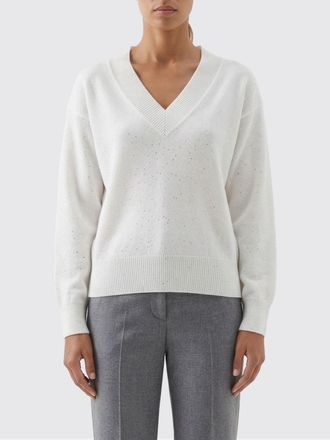 Brunello Cucinelli Linen And Cotton V-Neck Knit With Sequins