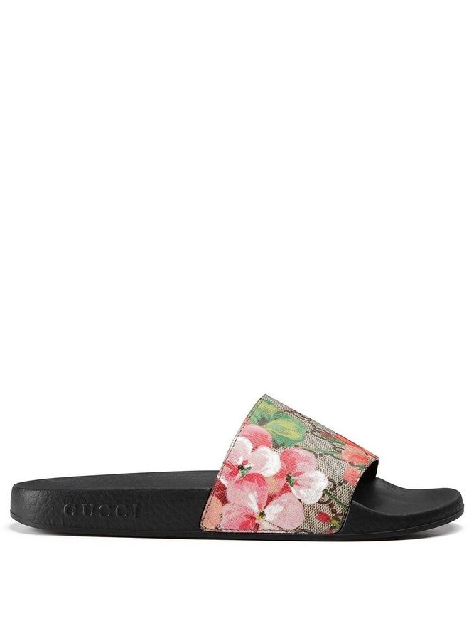 Sandali slides GG Blooms Supreme - Nero