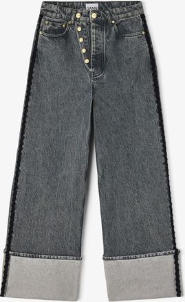 Ganni Grey Double Fly Baggy Jeans - Size 24W/33L Organic Cotton