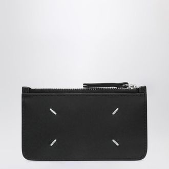 Maison Margiela Black Four Stitches zippered card holder