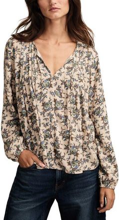 Lucky Brand Pintuck Floral Peasant Top in Lilac Floral at Nordstrom, Size X-Small