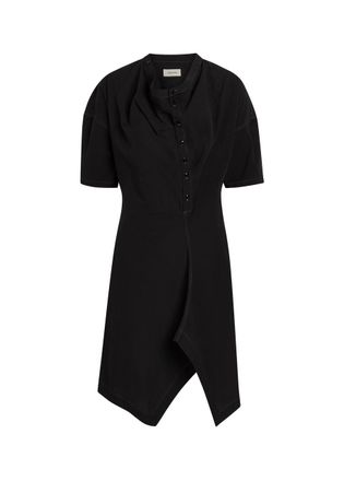Christophe Lemaire Asymmetric Cotton Mini Dress - Black - S (UK8-10 / S)