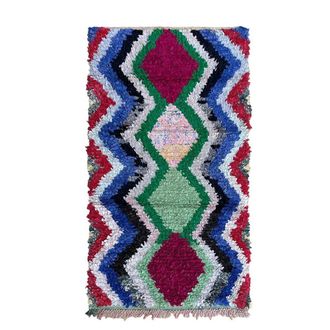 AFK Living Alfombra bereber marroqu&iacute; hecha con textiles reciclados 89 x 172 cm
