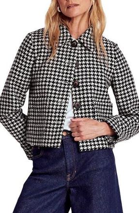 Boden Knightsbridge Houndstooth Check Wool Jacket in Black Dogstooth at Nordstrom Rack, Size 0