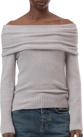 Closed Wide Collar Long Sleeve Sweater In Silt Grey