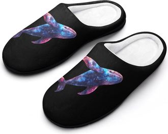 Generic G-alaxy Whale Fashion Cotton Slippers for Women Memory Foam House Slippers Non-Slip House Bedroom Shoes